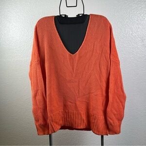 Lucky Brand Women's V-Neck Orange Sweater Size M